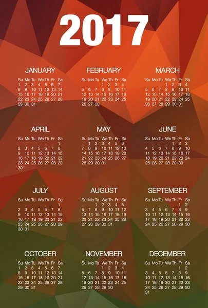 Diseño de calendario para 2017 sobre fondo de poli bajo.Calendario de escritorio para 2017 año sobre fondo de poli bajo — Archivo Imágenes Vectoriales