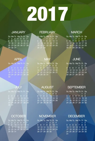 Kalenderentwurf für 2017 auf Low Poly background.desk Kalender für 2017 Jahr auf Low Poly Hintergrund — Stockvektor