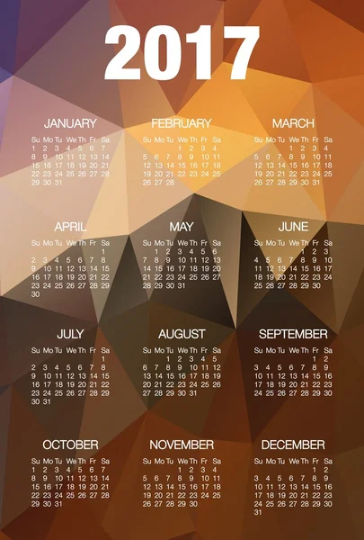 Kalenderentwurf für 2017 auf Low Poly background.desk Kalender für 2017 Jahr auf Low Poly Hintergrund — Stockvektor