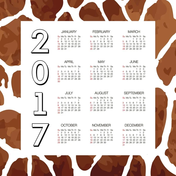 Kalendarz projekt 2017. Kalendarz biurowy na 2017 rok — Wektor stockowy