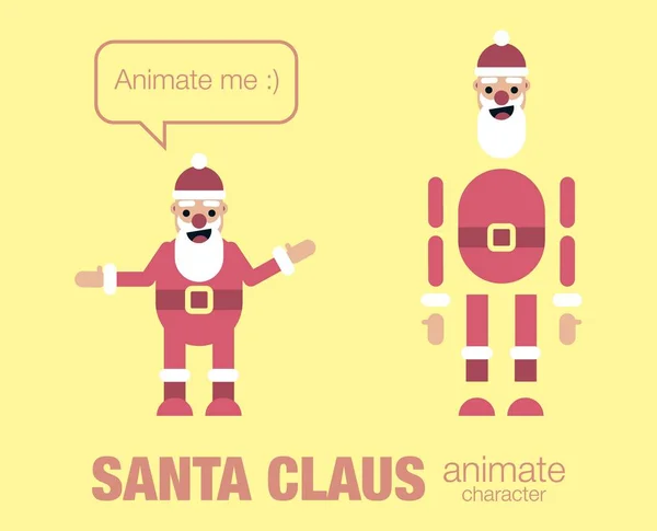 Piso santa claus personaje para tus escenas. Plantilla de partes del cuerpo para el trabajo de diseño y animación . — Vector de stock