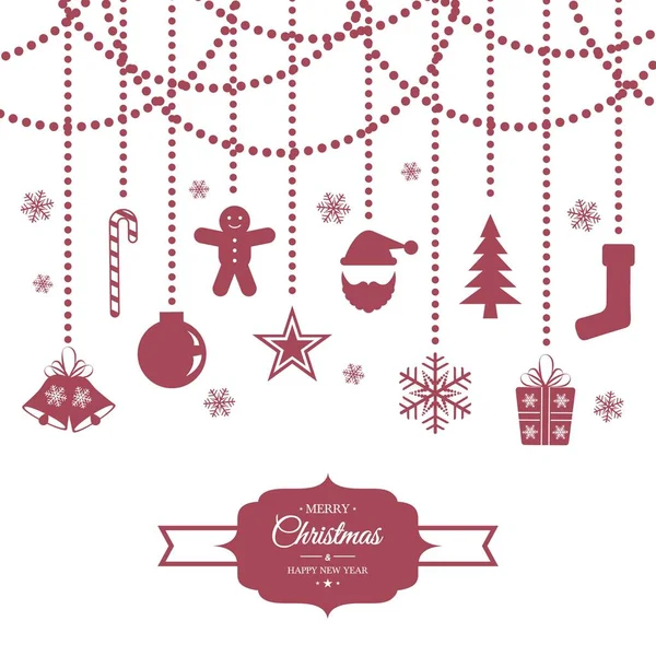圣诞节装饰品挂在孤立的白色背景 — 图库矢量图片