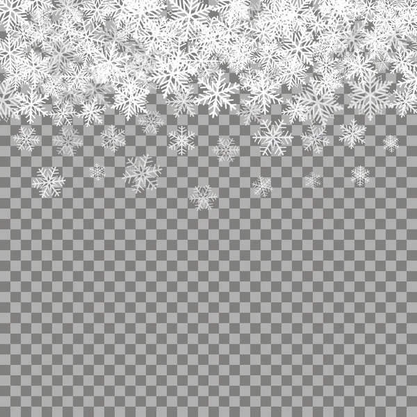 Copos de nieve cayendo realistas. Aislado sobre fondo transparente Ilustración vectorial, eps 10 . — Vector de stock