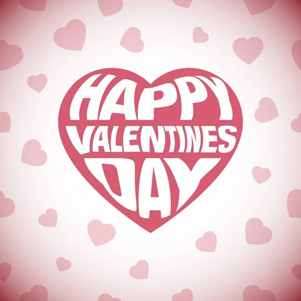 Carte de Saint Valentin coeur rouge avec signe sur fond de coeur — Image vectorielle