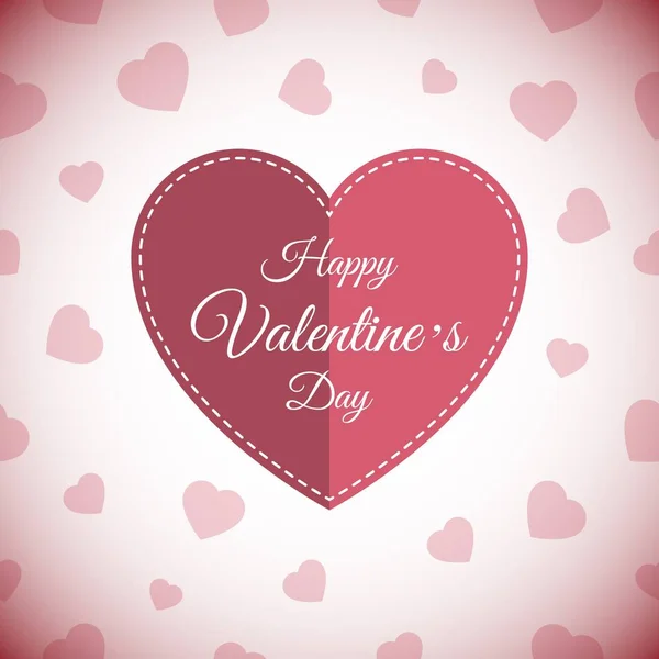 Rood papier hart Valentijnsdag kaart met teken op hart achtergrond — Stockvector