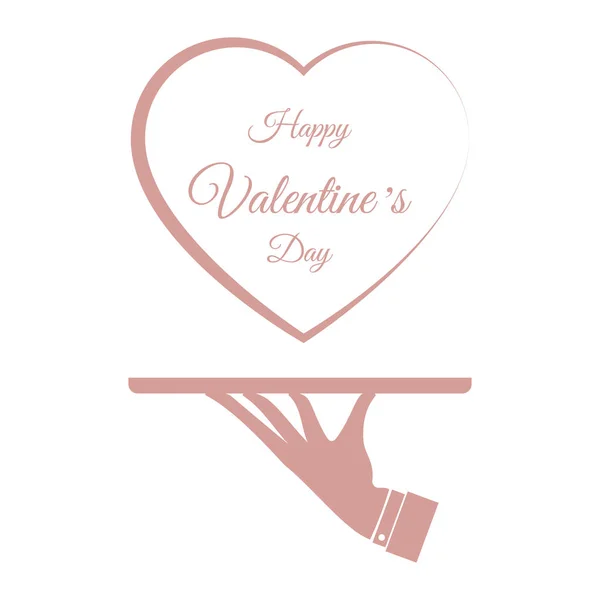 Glückliche Valentinstag-Grußkarte mit Kellnerhand — Stockvektor