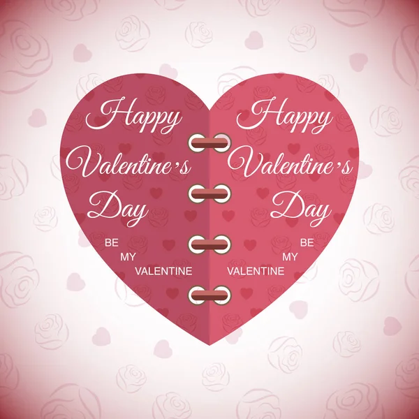 Happy Valentines Day wenskaart met rood hart en rose — Stockvector