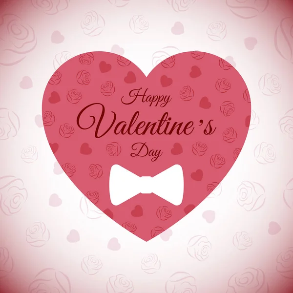 Bonne carte de voeux Saint-Valentin avec coeur rouge et rose — Image vectorielle