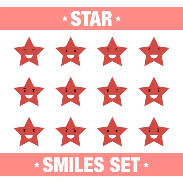 Készlet vörös csillag mosolyog — Stock Vector