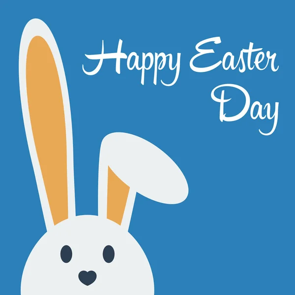 Cute happy easter day bunny in flat style on blue background — Stock Vector