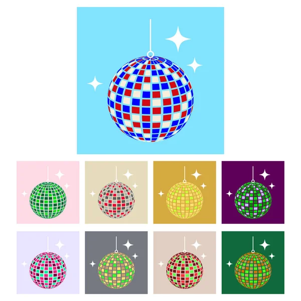 Flat Disco Ball Collection Isolé Sur Fond Blanc — Image vectorielle