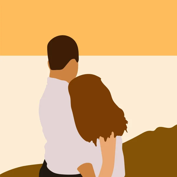 Pareja Enamorada Pareja Plana Carácter Diseño — Vector de stock