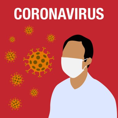 Çin 'de Coronavirus. Beyaz tıbbi maskeli insan. Koronavirüs kavramı 