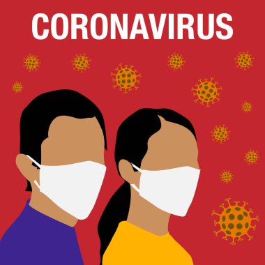 Çin 'de Coronavirus. Beyaz tıbbi maskeli insan. Koronavirüs kavramı 