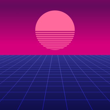 Sentetik retro tasarım, Retro güneş, vektör illüstrasyonu