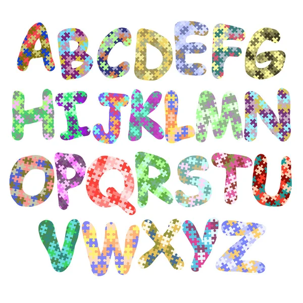 Doodle Colorful Alphabet Abc Kids Funny Alphabet — Stock Vector