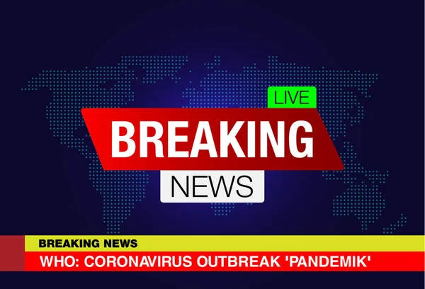 コロナウイルス破壊ニュースは世界地図の背景に住んでいます — ストックベクタ