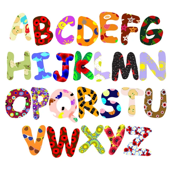 Doodle Colorful Alphabet Abc Смешной Алфавит — стоковый вектор