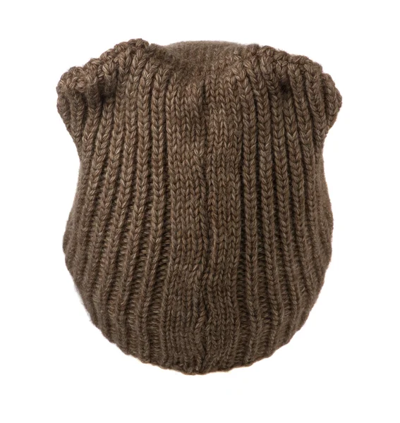 Dámská pletená čepice izolovaných na bílém pozadí. — Stock fotografie