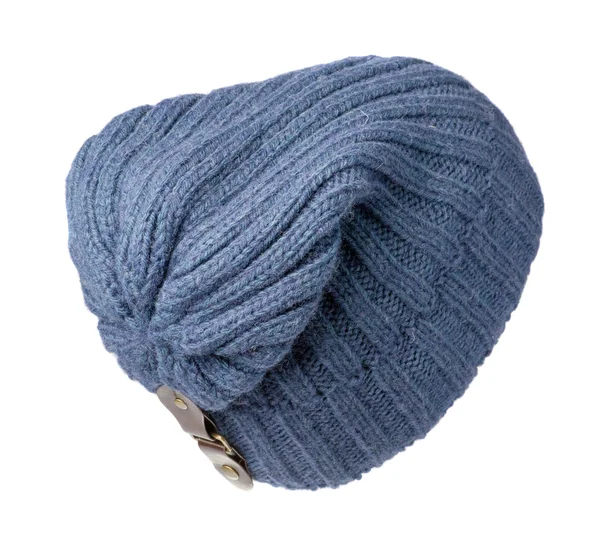 Strickmütze isoliert auf weißem Hintergrund. Blauer Hut — Stockfoto