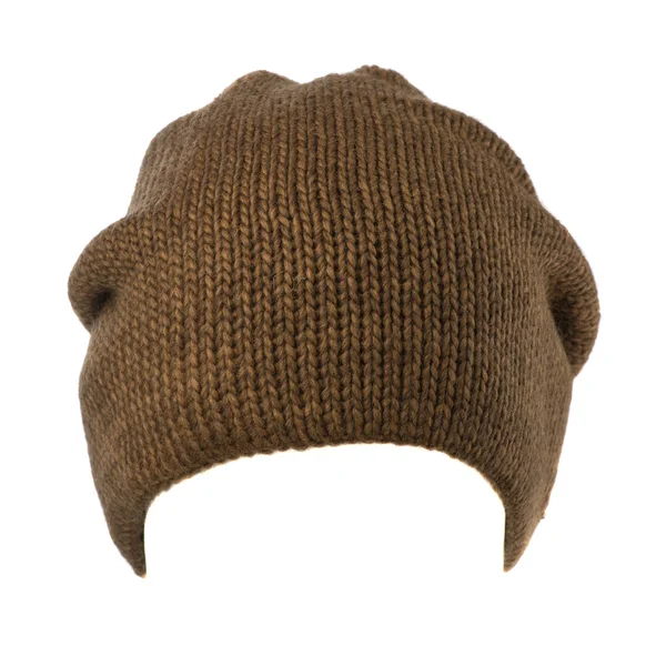 Knitted hat isolated on white background .hat brown — Φωτογραφία Αρχείου