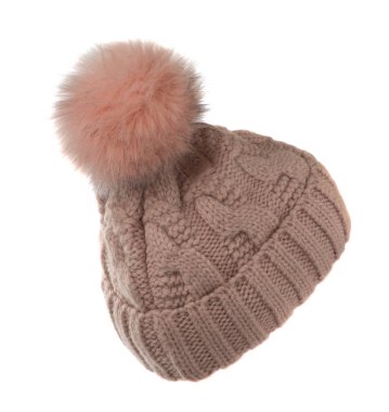  Beyaz arka plan .hat ponpon ile izole örme şapka 