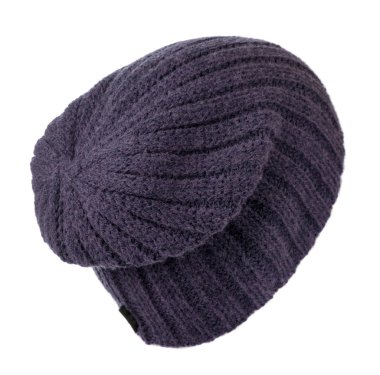   Beyaz arka plan .knitted şapka .purple şapka izole şapka 