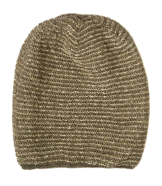 Cappello da donna. cappello lavorato a maglia isolato su sfondo bianco .brown h — Foto Stock