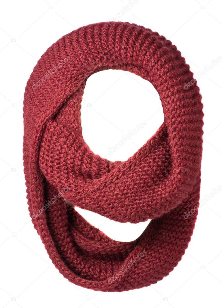   Scarf isolated on white background.Scarf  top view . Crimson s