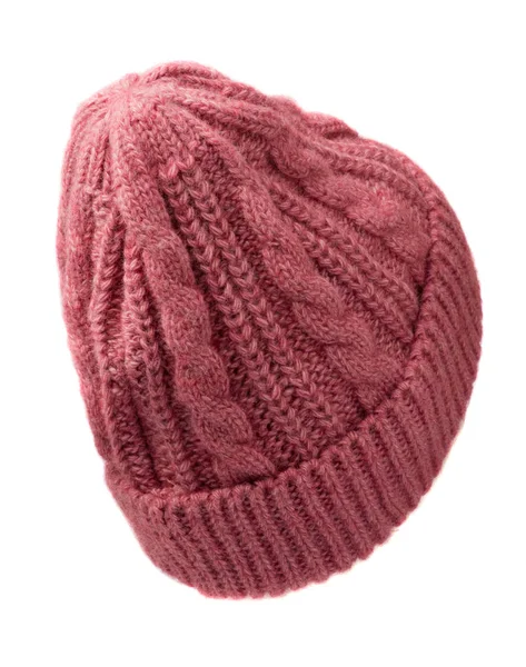 Cappello da donna. cappello lavorato a maglia isolato su sfondo bianco. rosa h — Foto Stock