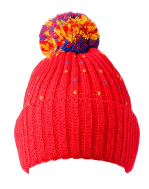    Beyaz arka plan .hat ponpon ile izole örme şapka. r