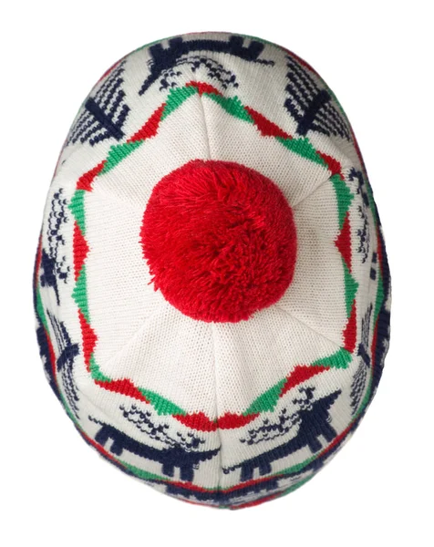 Cappello lavorato a maglia isolato su sfondo bianco .hat con pompon. b — Foto Stock