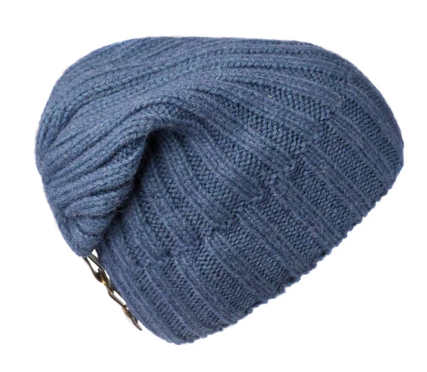 Cappello isolato su sfondo bianco .knitted cappello .blue cappello — Foto Stock