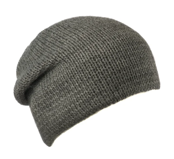 Hat som isolerad på vit bakgrund .knitted hat .gray hatt — Stockfoto