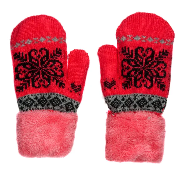  Beyaz arka plan üzerinde izole eldivenler. Örme eldivenler. Eldivenler 