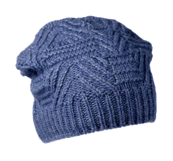 Izolované na bílém pozadí .knitted hat .blue klobouk klobouk — Stock fotografie