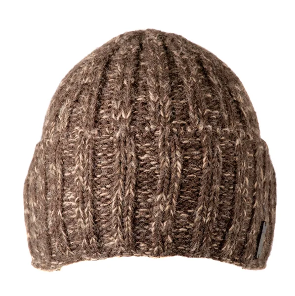 Chapeau isolé sur fond blanc .tricot chapeau .brown  . — Photo