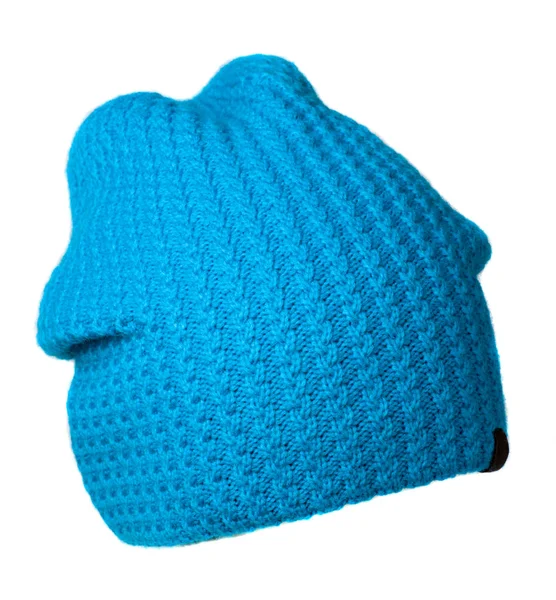 Dámská čepice. pletená čepice izolovaných na bílém background.turquois — Stock fotografie