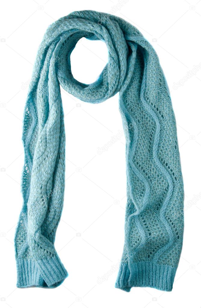   Scarf isolated on white background.Scarf  top view .turquoise 