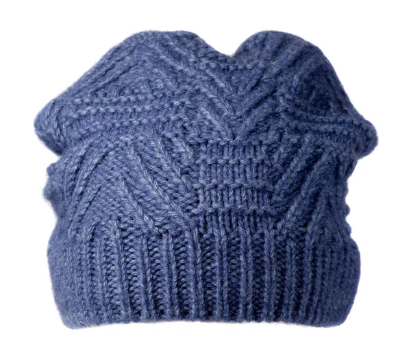 Καπέλο που απομονώνονται σε λευκό φόντο .knitted καπέλο καπέλο .blue . — Φωτογραφία Αρχείου