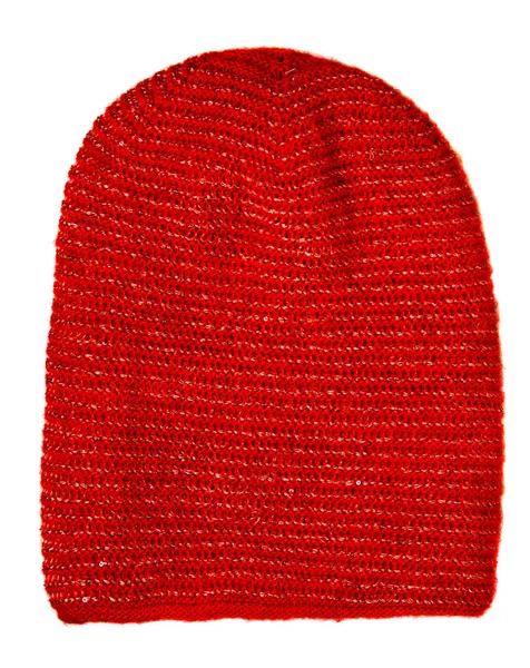 Women's hat . knitted hat isolated on white background.red hat — Stock Photo, Image