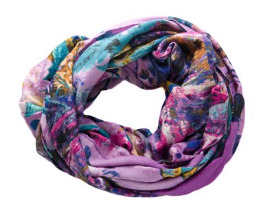    Beyaz arka plan üzerinde izole eşarp. Eşarp üstten görünüm .variegate