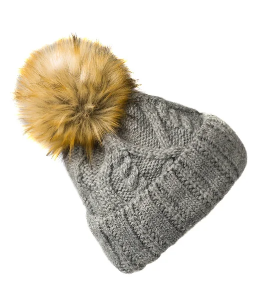 Dámská pletená čepice izolovaných na bílém background.hat w — Stock fotografie