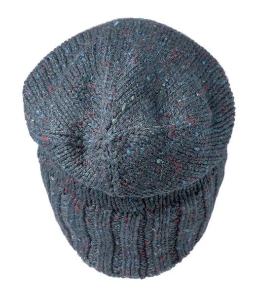 Izolované na bílém pozadí .knitted hat .blue klobouk klobouk . — Stock fotografie