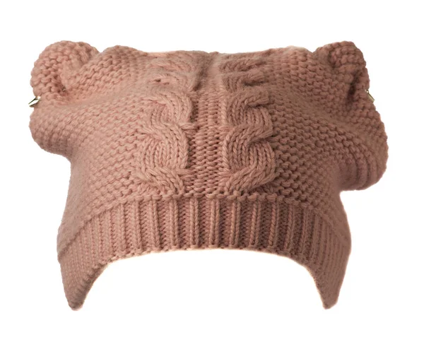 Cappello da donna. cappello lavorato a maglia isolato su sfondo bianco.cappello rosa — Foto Stock