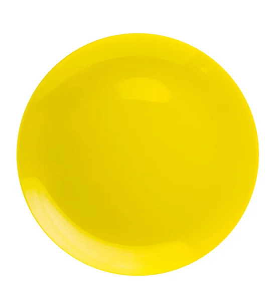 Тарілка ізольована на білому тлі. вид зверху на тарілку. жовтий пл — стокове фото