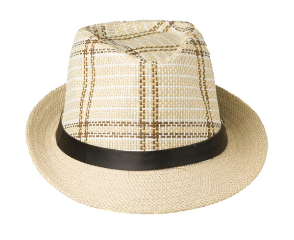 Chapeau de plage isolé sur fond blanc .beige chapeau — Photo
