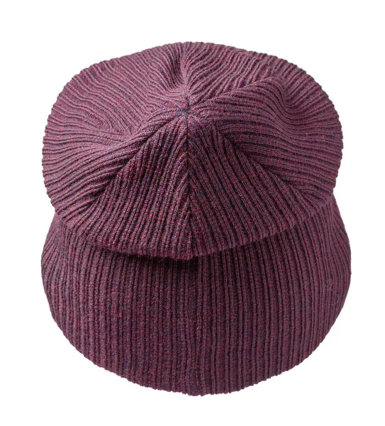 Kvinnors hatt. Stickad mössa isolerad på vit background.purple h — Stockfoto