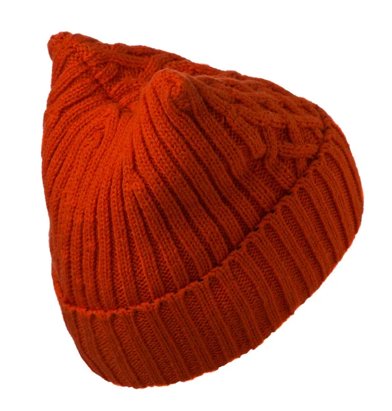 Kvinnors hatt. Stickad mössa isolerad på vit background.foxy hatt — Stockfoto