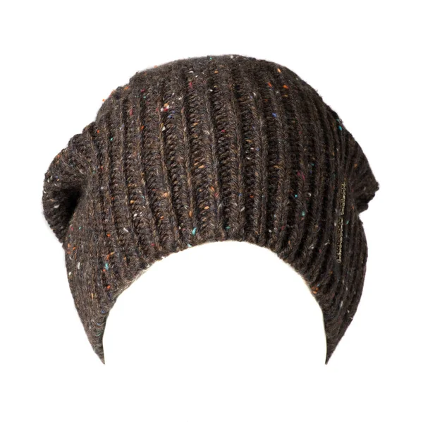 Chapeau isolé sur fond blanc .tricot chapeau .brown — Photo